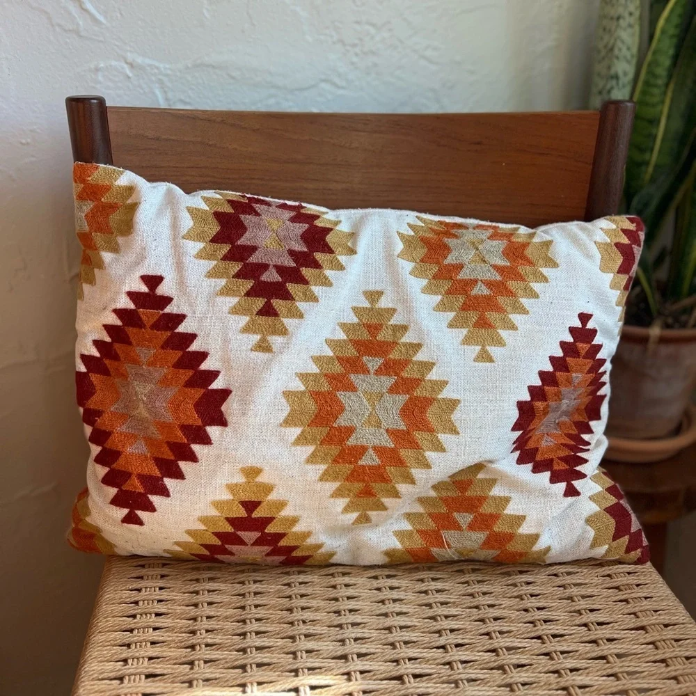 Southwestern Tribal Lumbar Pillow Boho Farmhouse Geometric Accent Cushion Décor